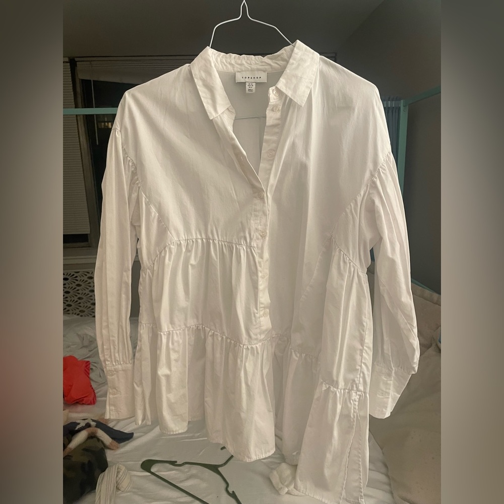 Asymmetrical white button up from Topshop
